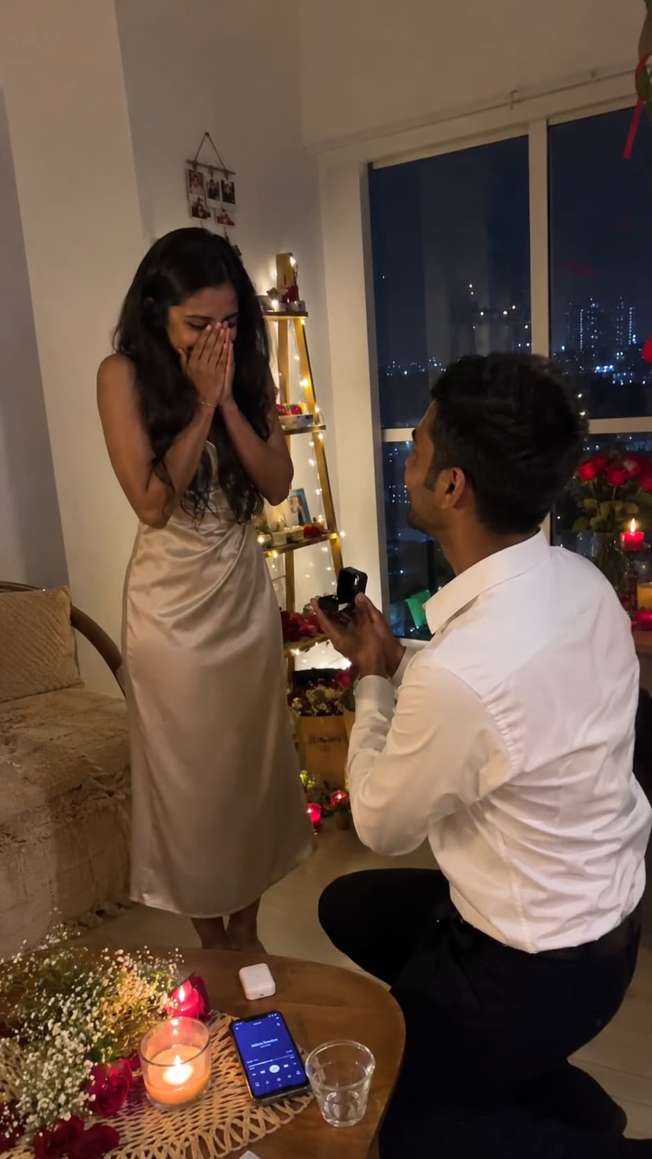 Marriage proposal with a custom love song playing